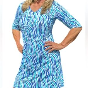 Lulu-B Blue and White Patterned Dress